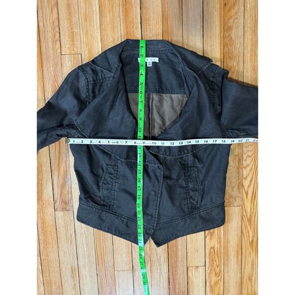 Cabi | Women's Coated Linen Moto Jacket Dark Brown | Size Medium - Picture 15 of 16